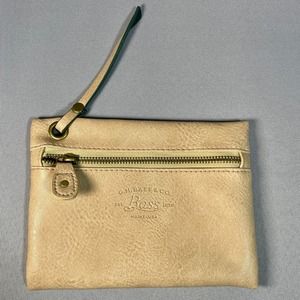 G.H BASS & Co Womens Purse Tan Insert Zip Up Pouch Leather Lightweight Travel